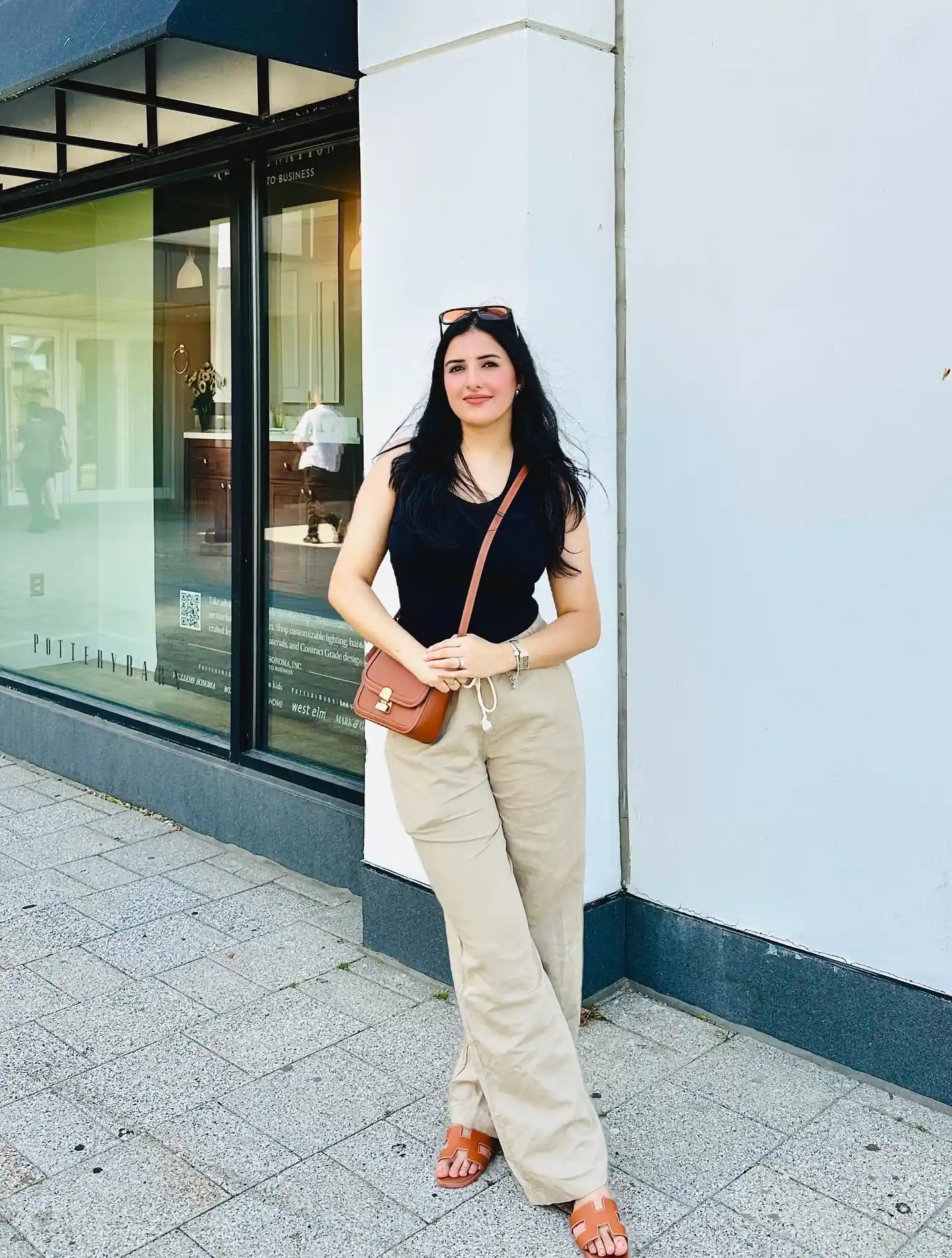 1. Black Tank with Linen Pants
