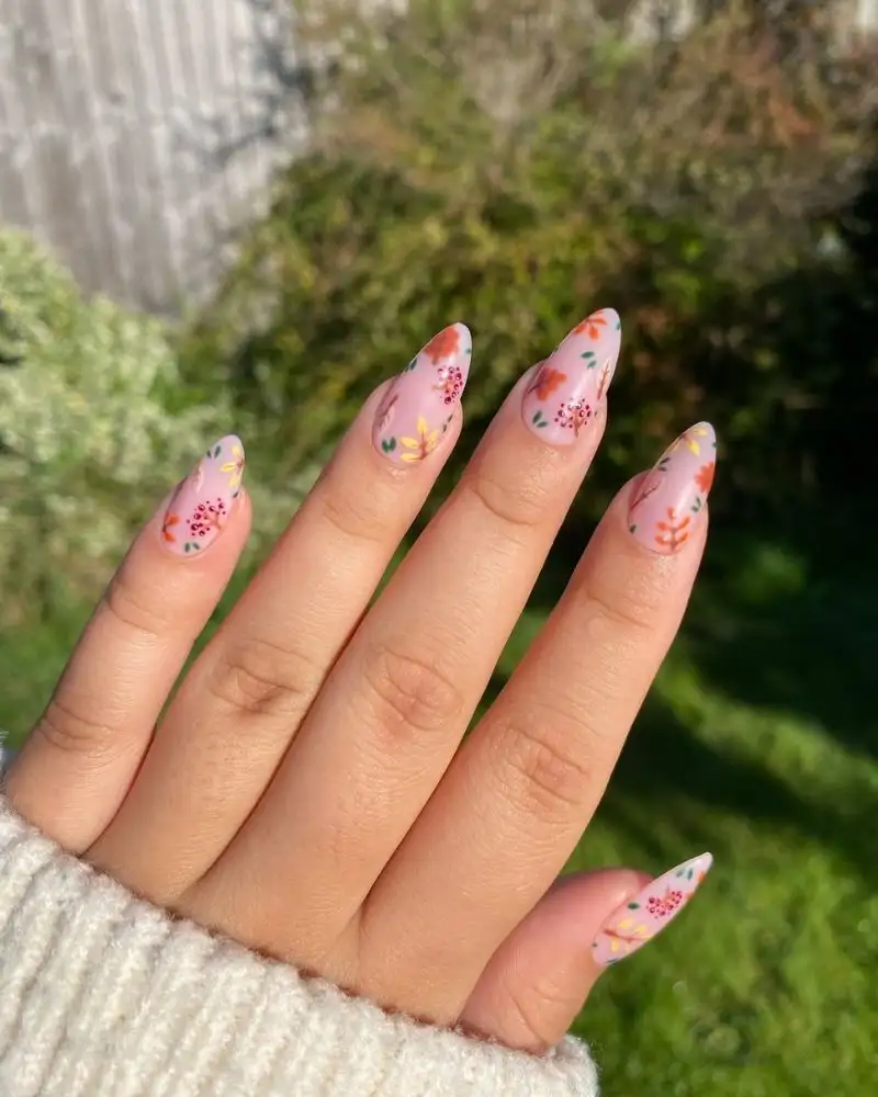 Autumn Garden Floral Nails