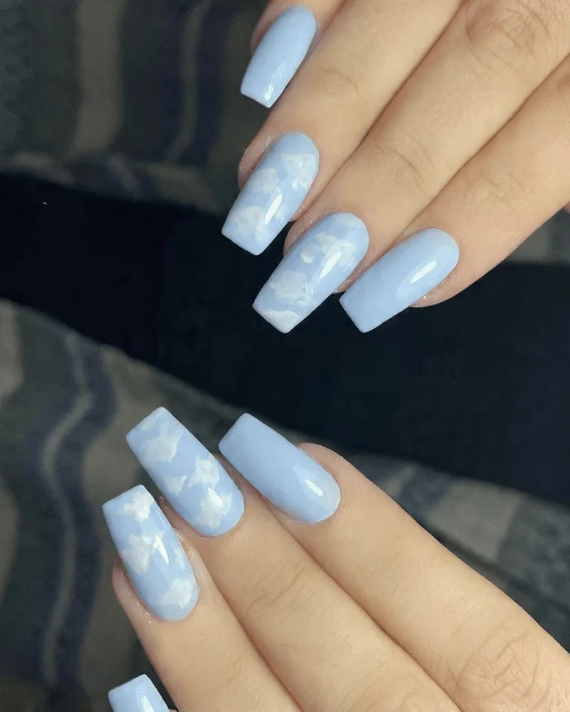 Clouds on Blue Base Manicure