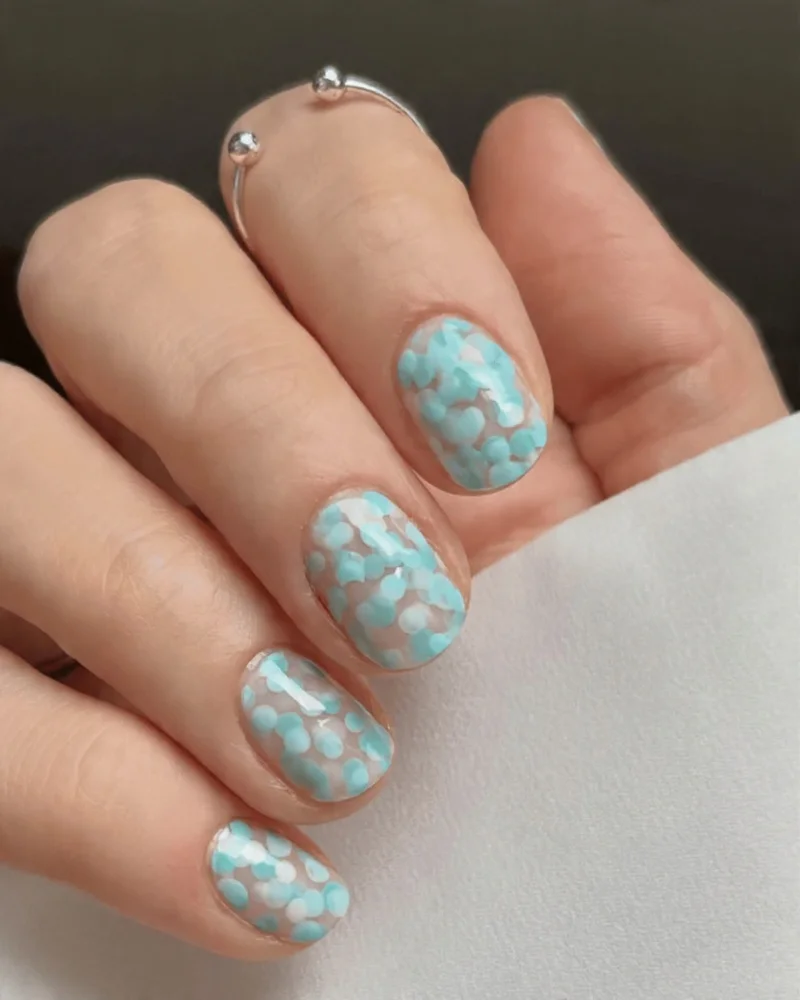 Fun Blue Bubbles Nail Art