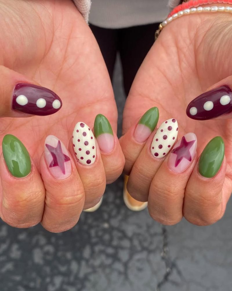 Playful Maroon Nails