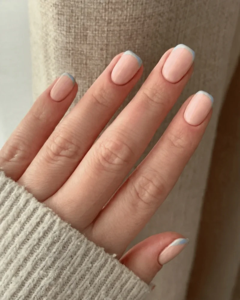 Light Blue Tip French Manicure