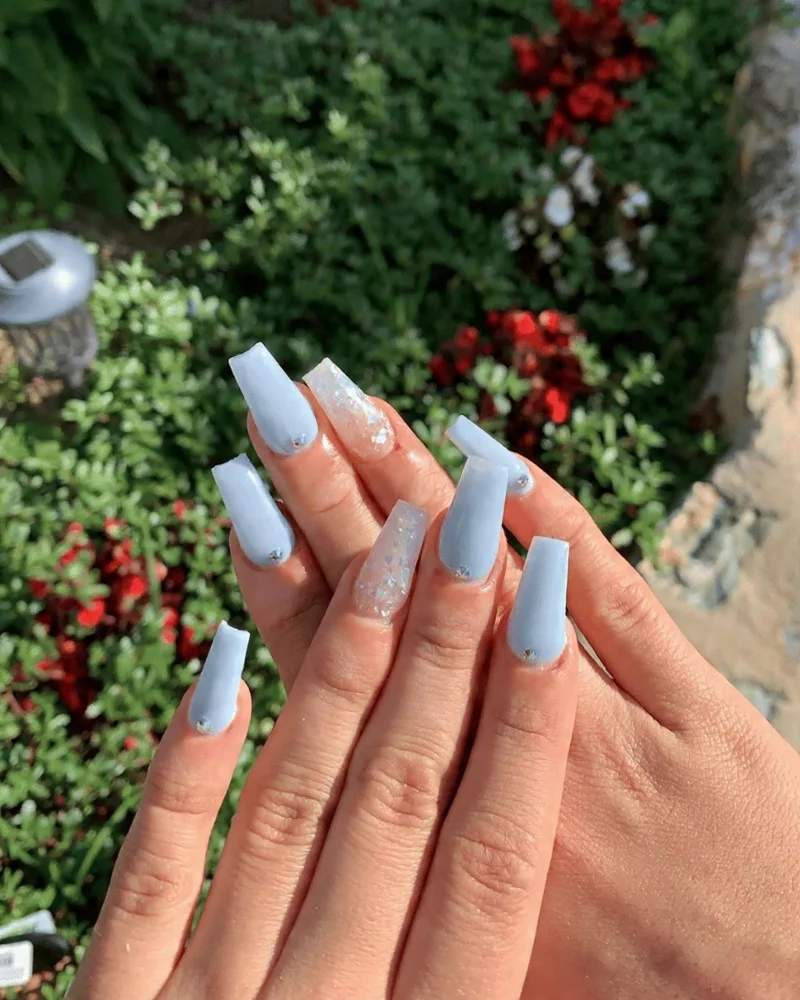 Long Blue Nails Design