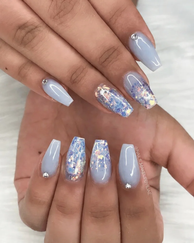 Milky Blue with Glitter