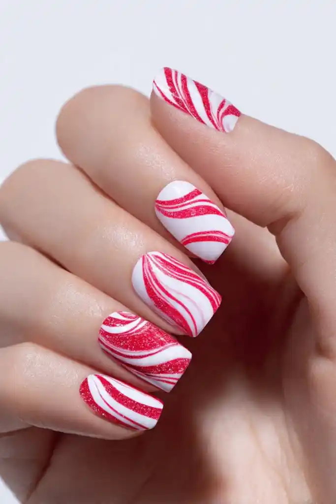 Peppermint Swirl Nails