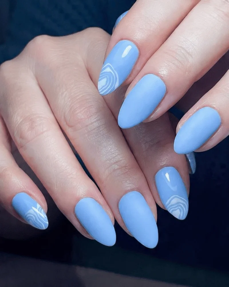 Semi-Matte Blue Manicure