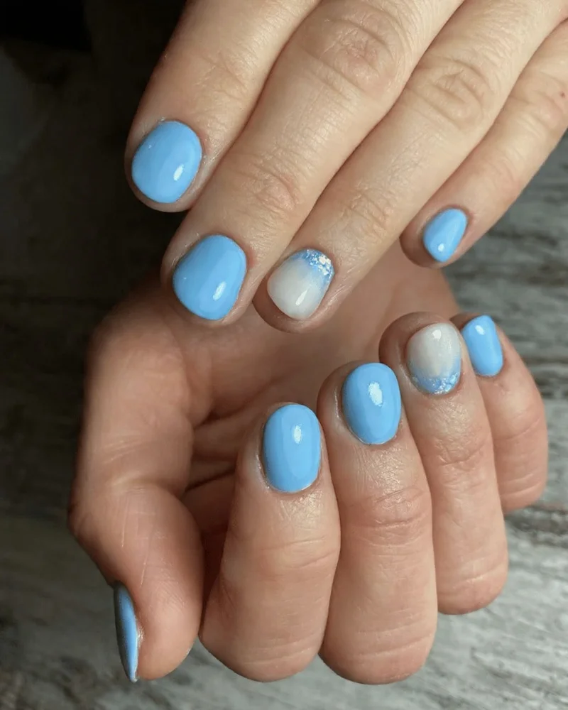 Short Blue Nail Design