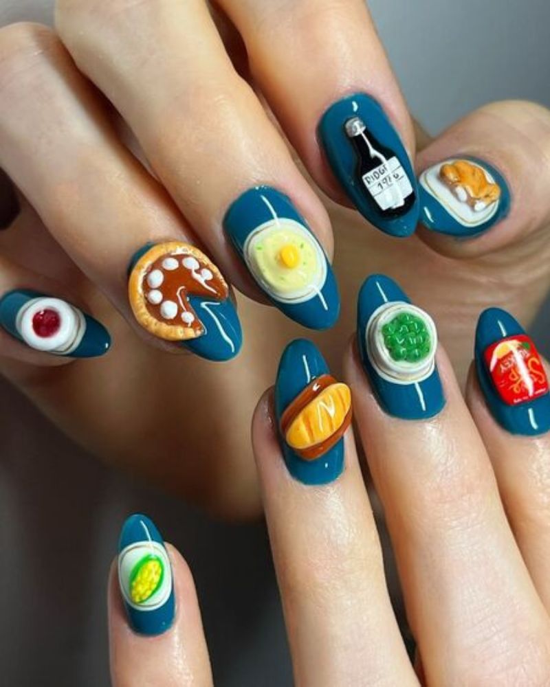 Thanksgiving Food Nails