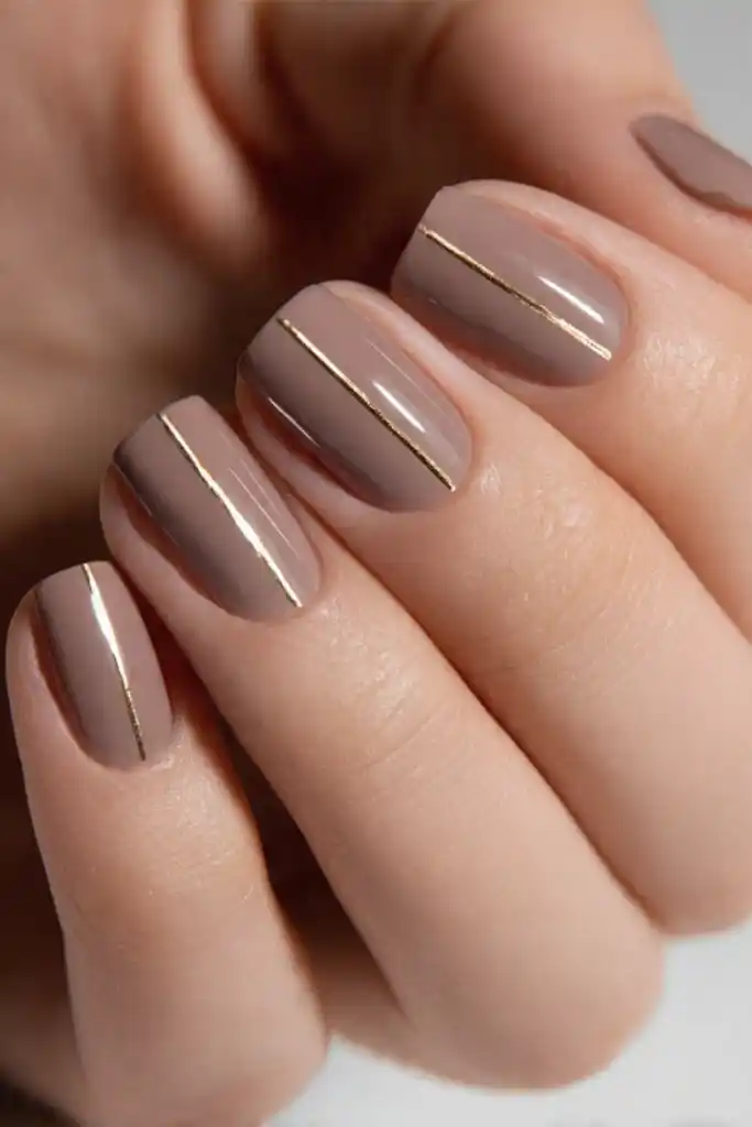 Nude and Gold Minimalist Nails