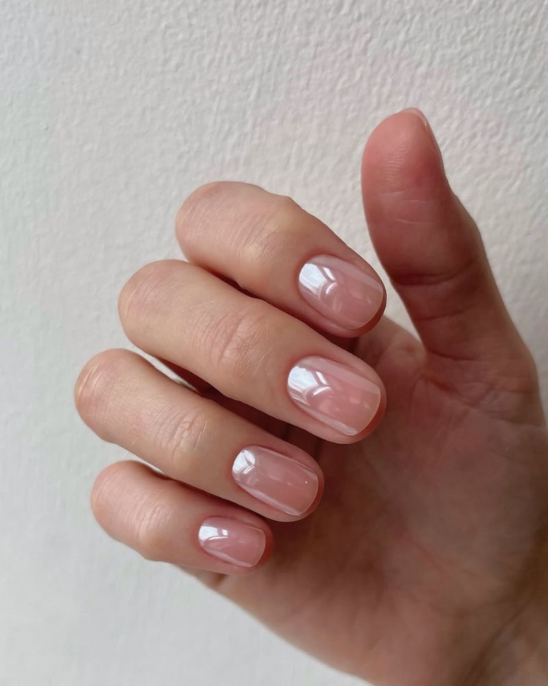 Glassy Nude Nails