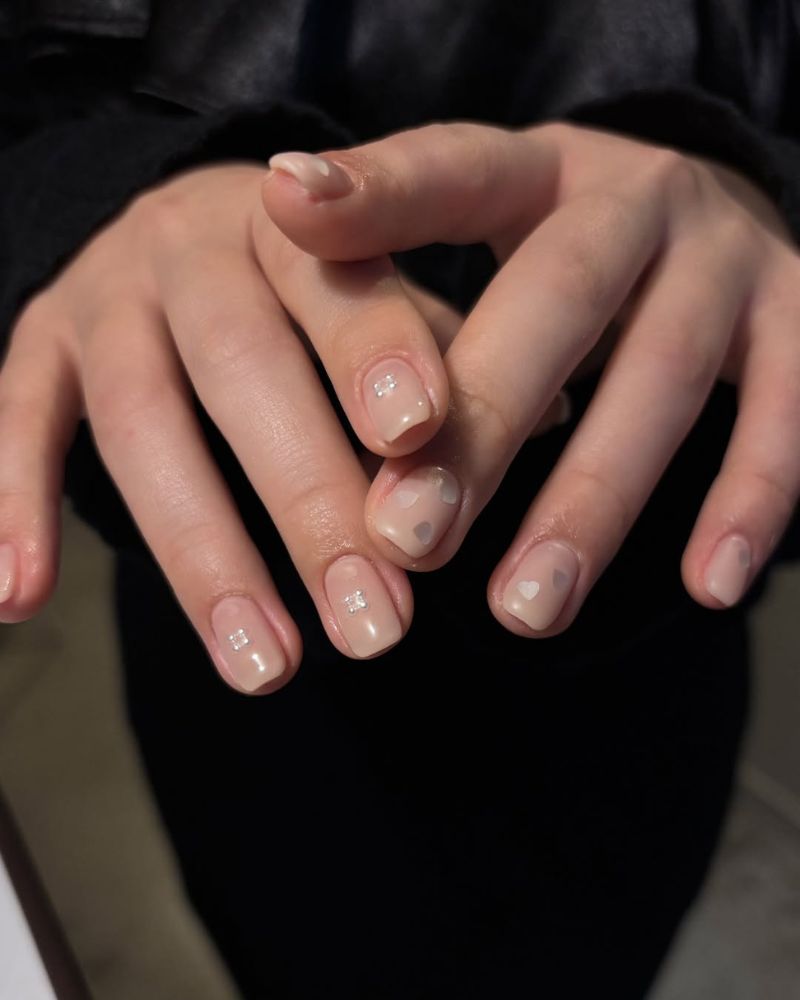 Nude Heart Nails