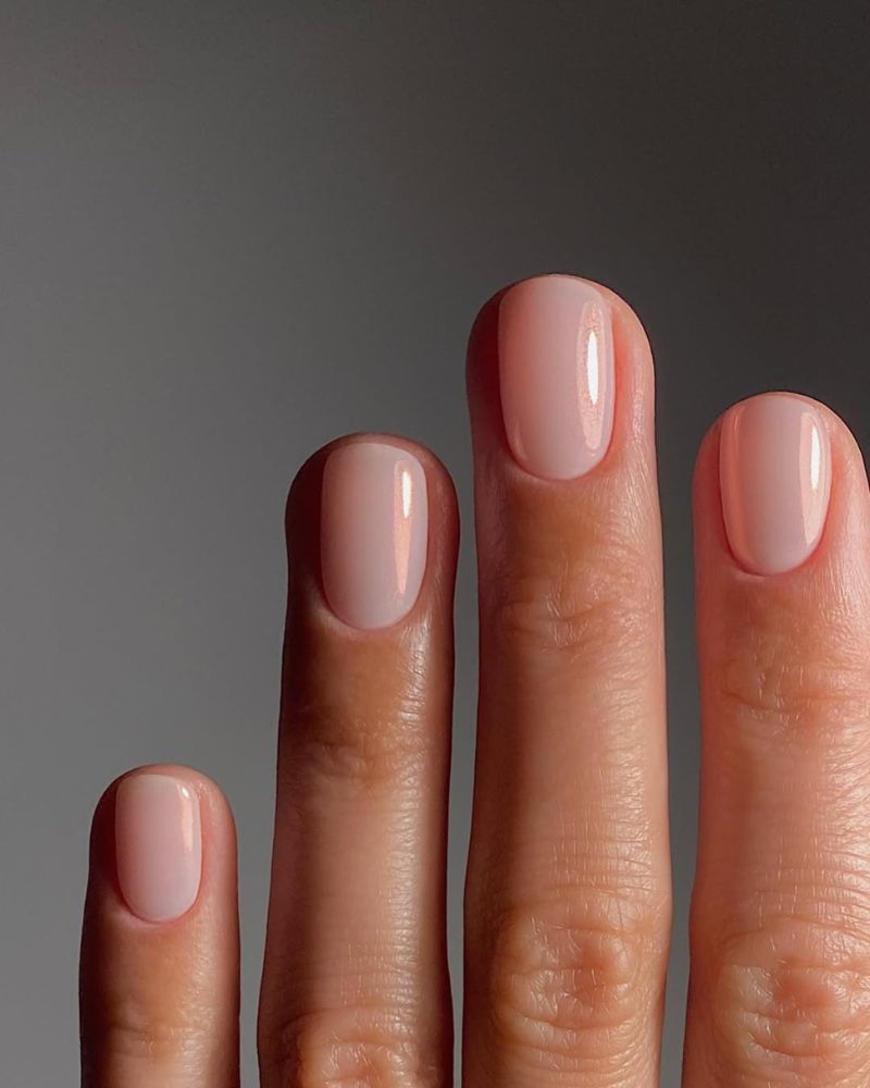 Sheer Nude Short Nails