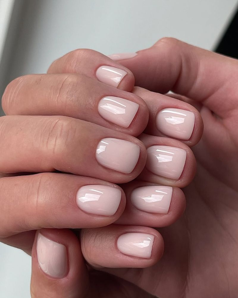 Short Milky Nude Nails