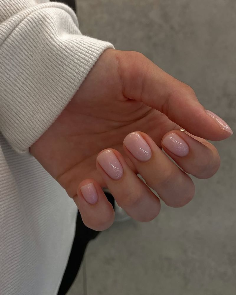 Soft Pink Nude Short Nails