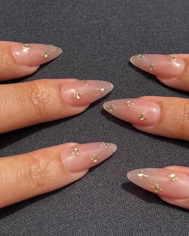 Studded Nude Stiletto Nails