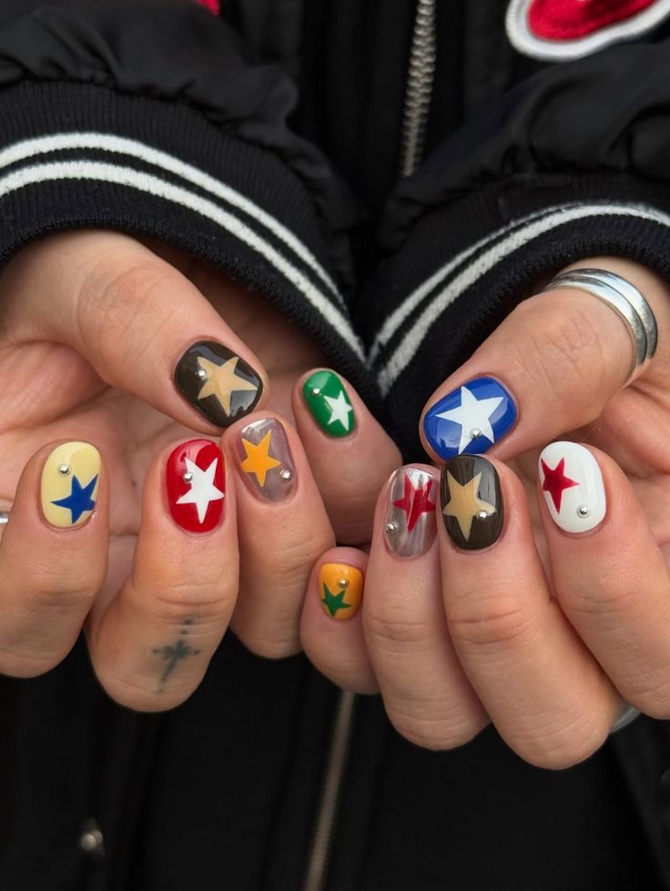 Colorful Star Nails