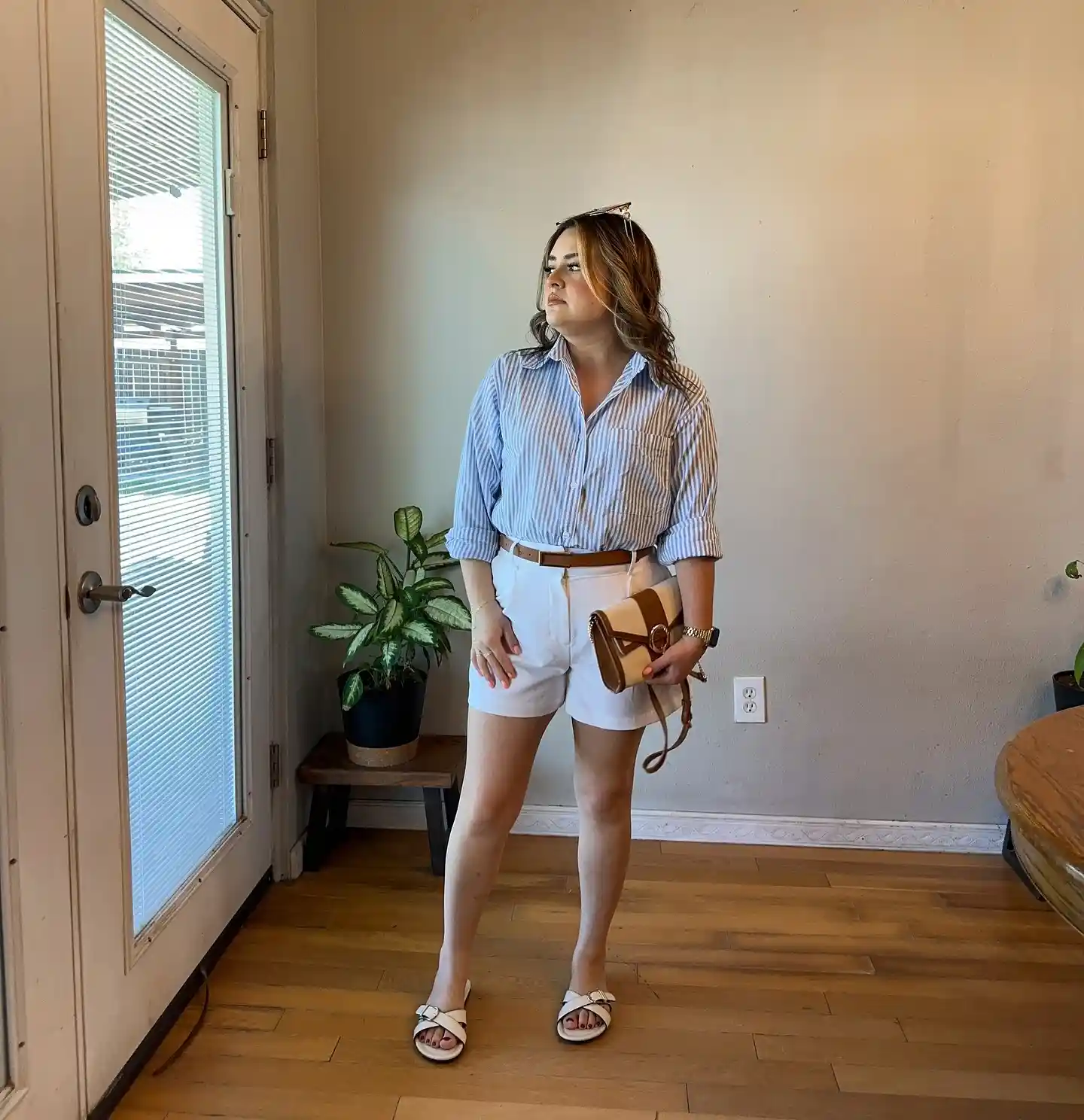 Striped Shirt with White Shorts