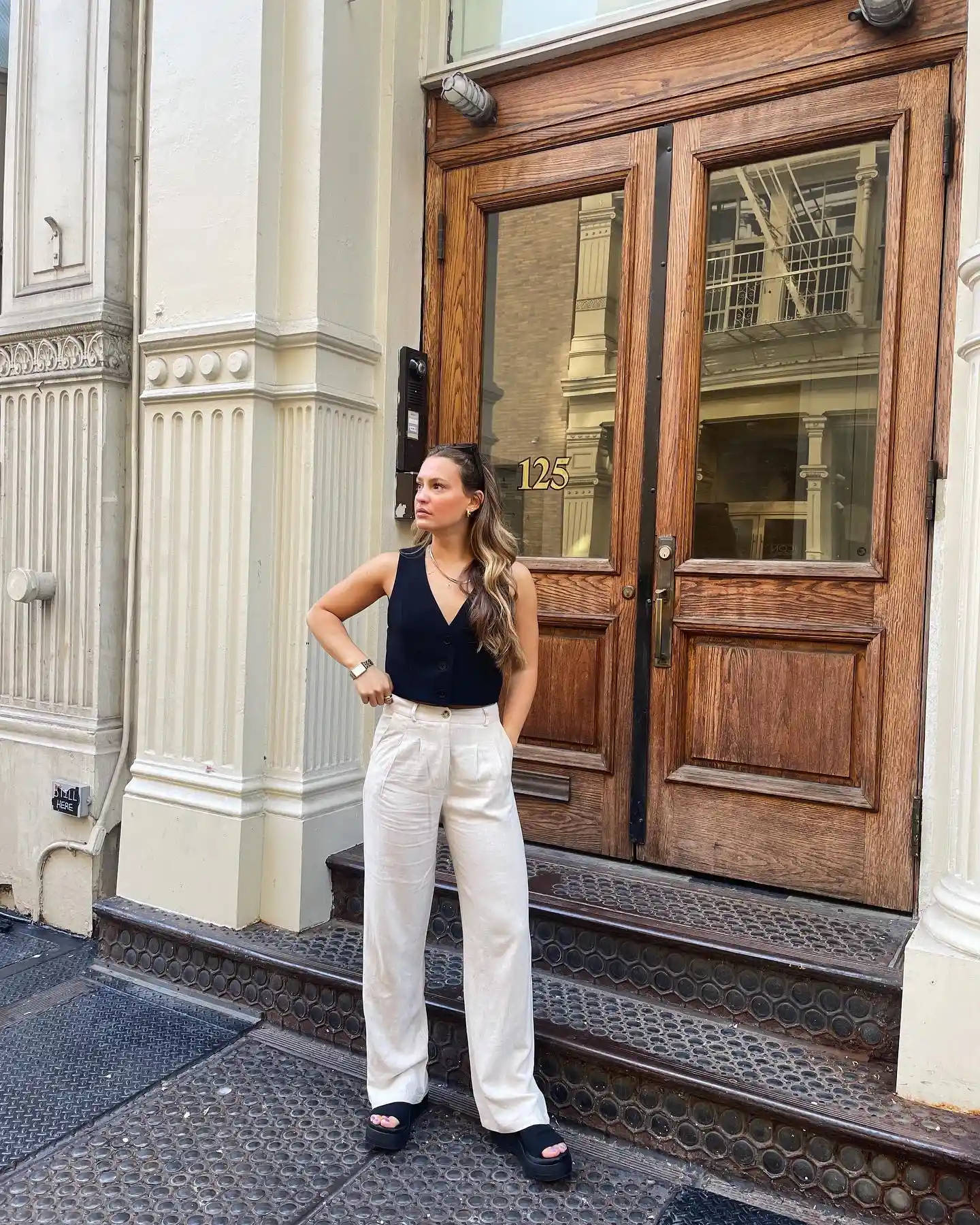 Black Vest with White Trousers