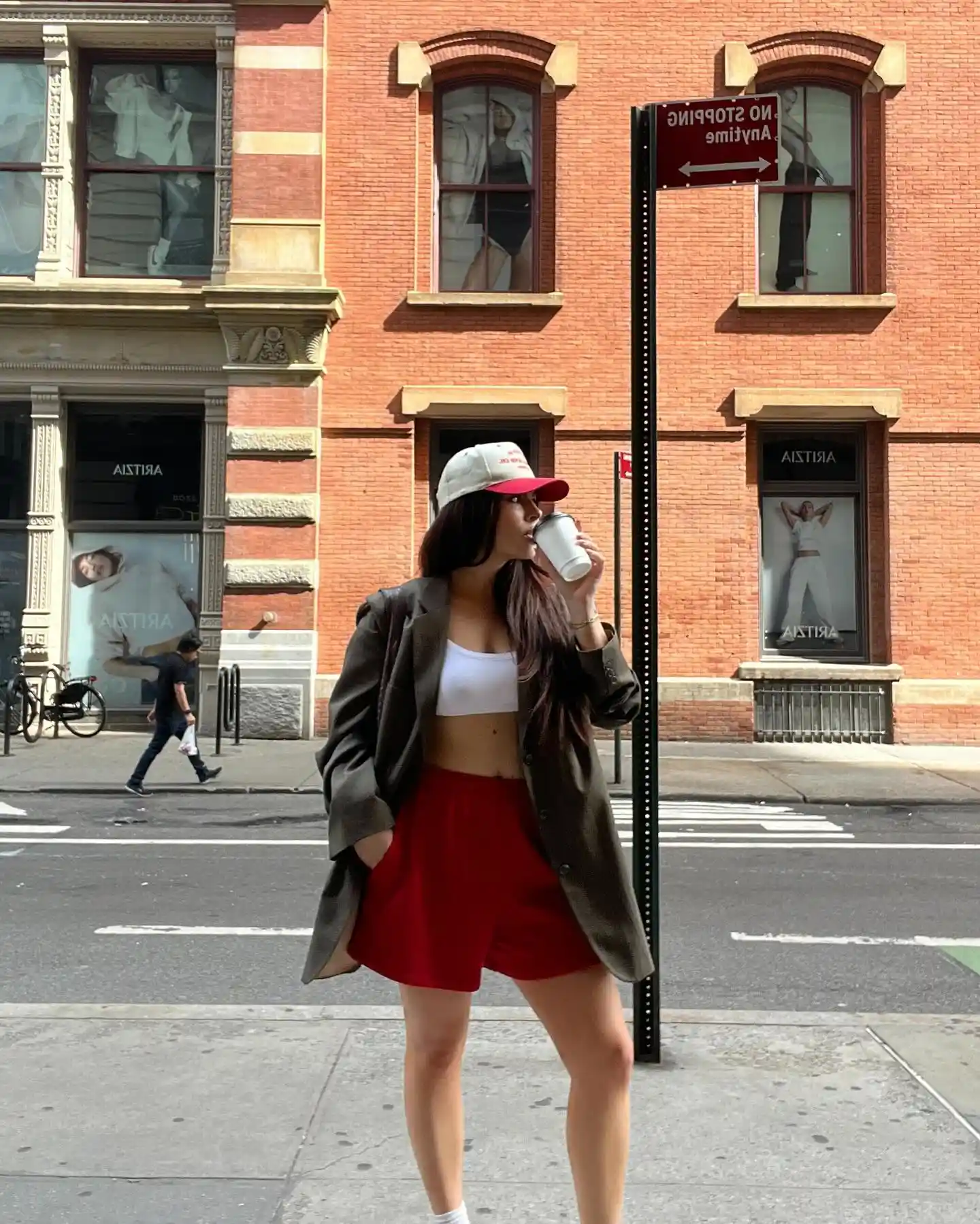 Blazer with Red Shorts