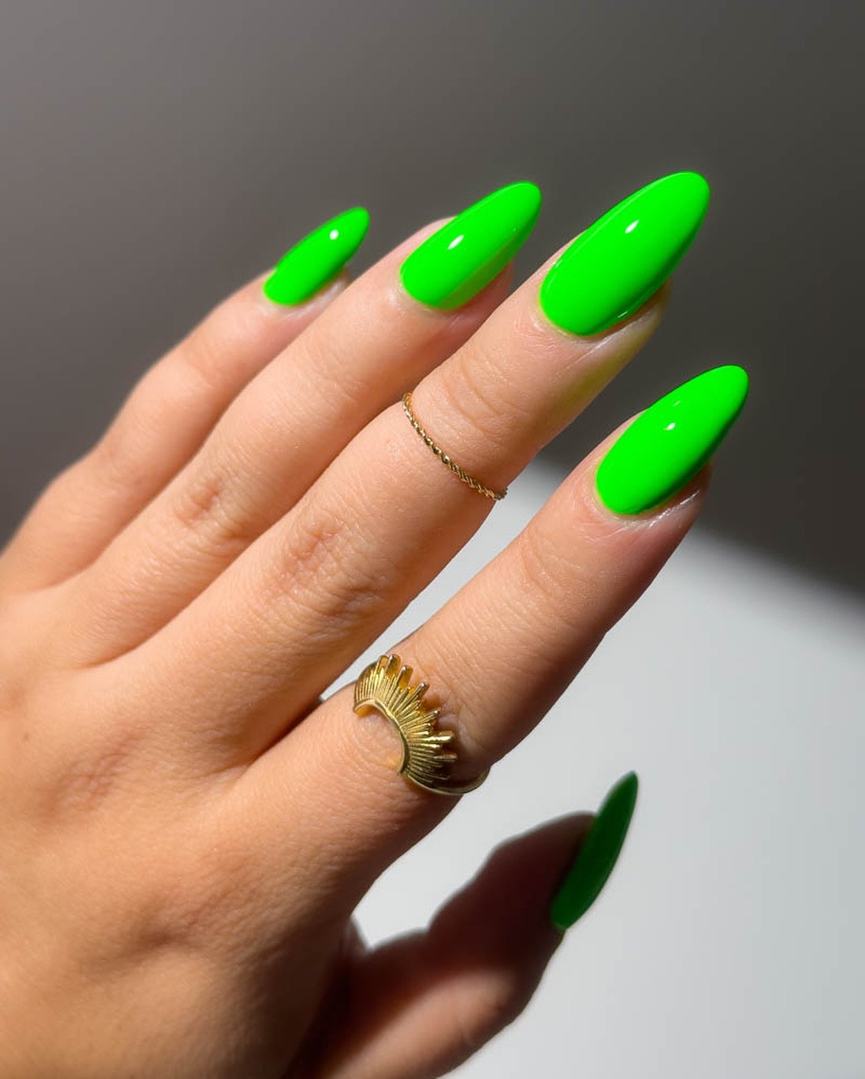 Neon Green Chrome Nails