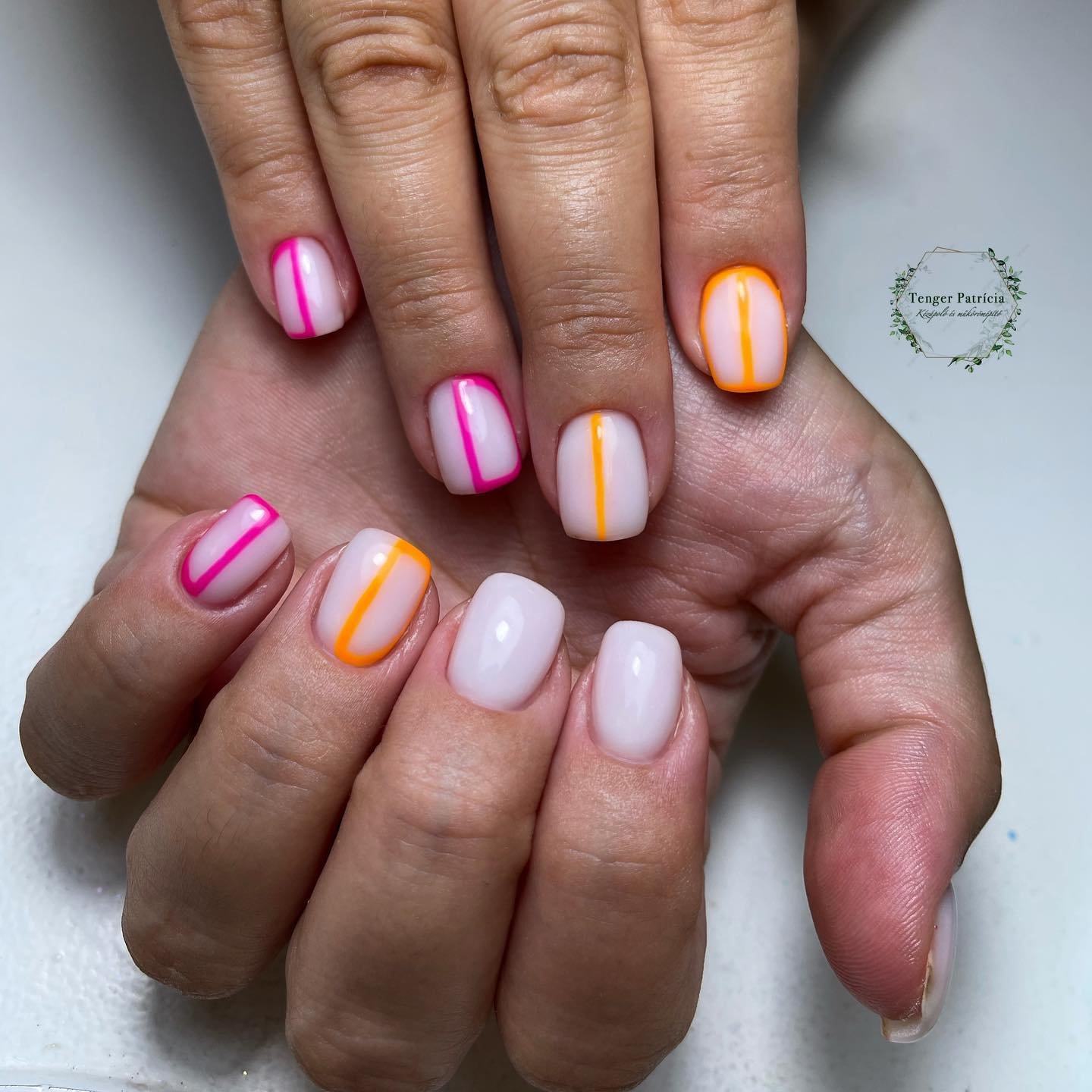 Neon Minimal Line Nails