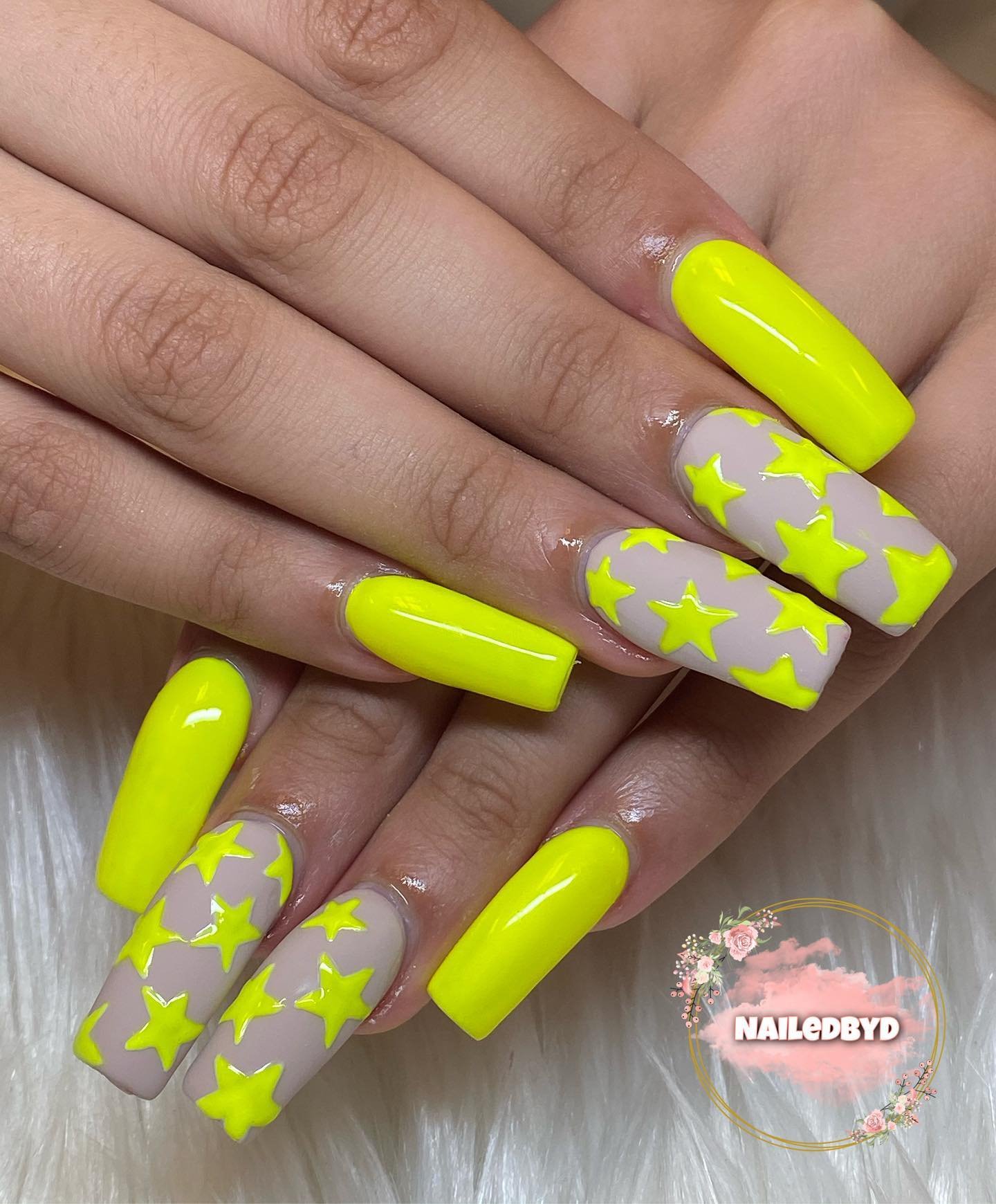 Neon Star Nails
