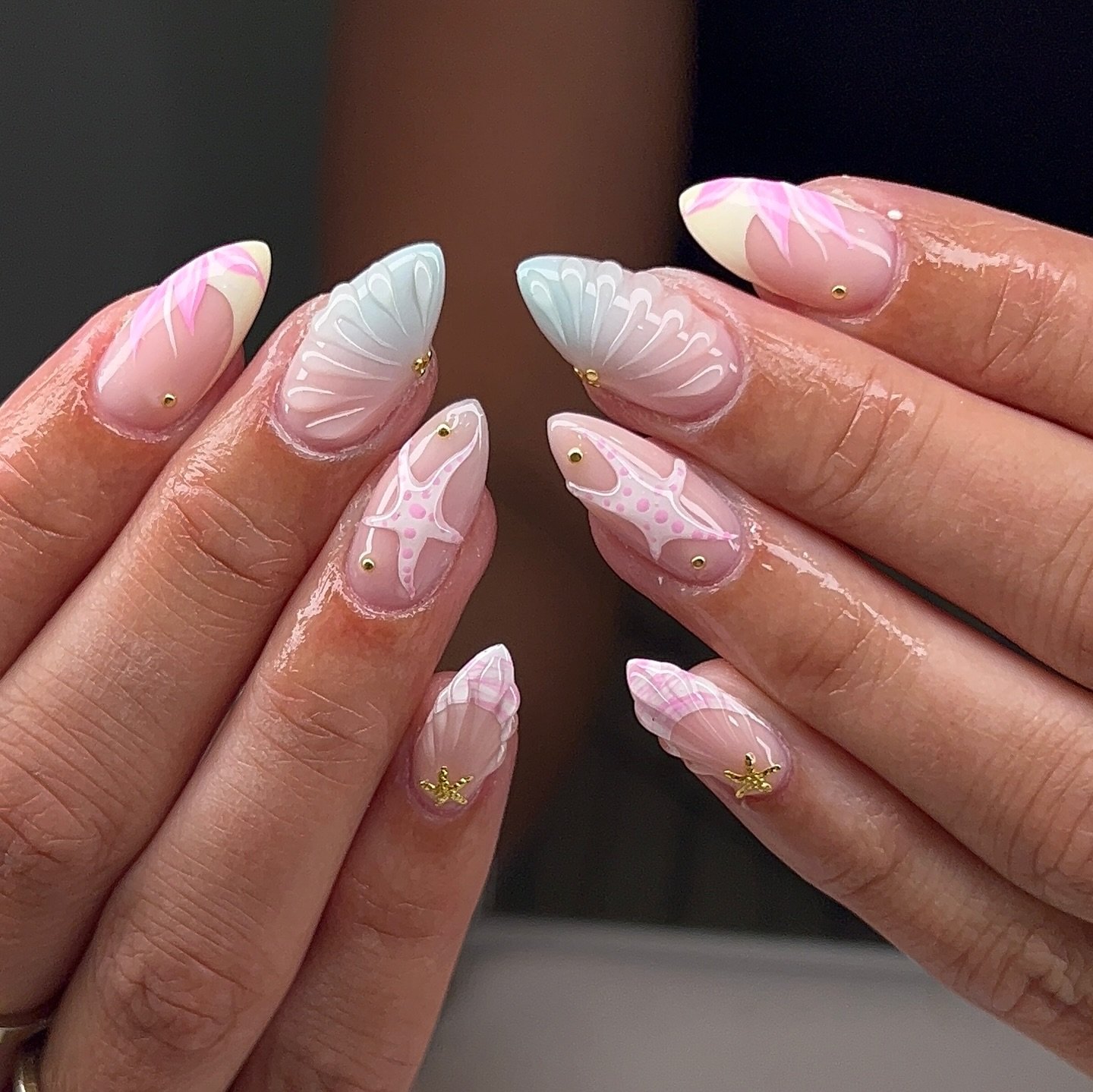 Pastel Shell and Starfish Fantasy Nails