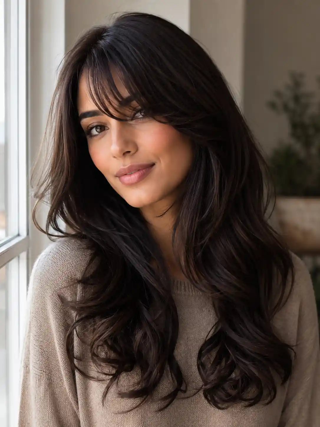 Side-Swept Bangs with Long Layers