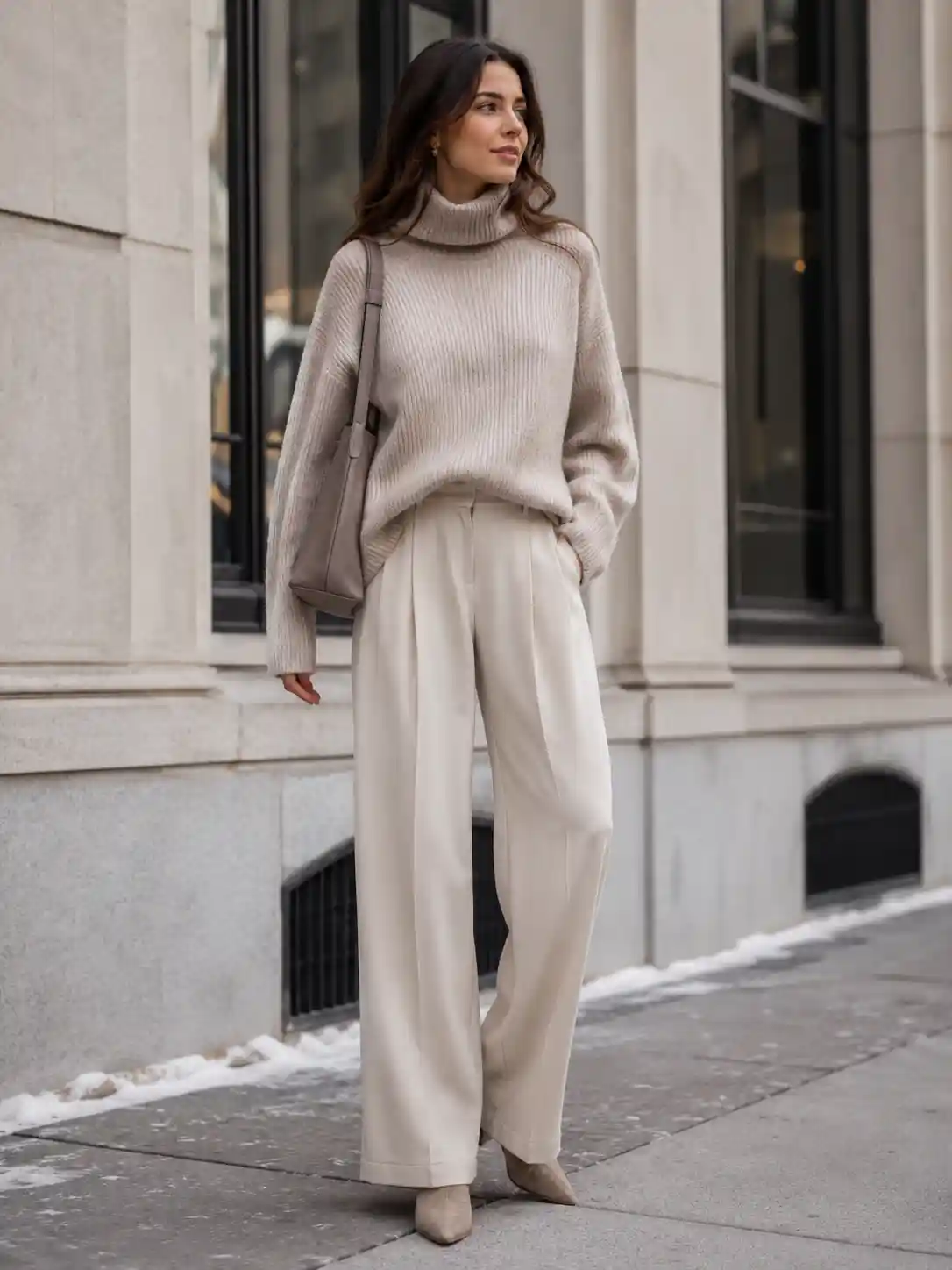 Oversized Turtleneck with Wide-Leg Trousers