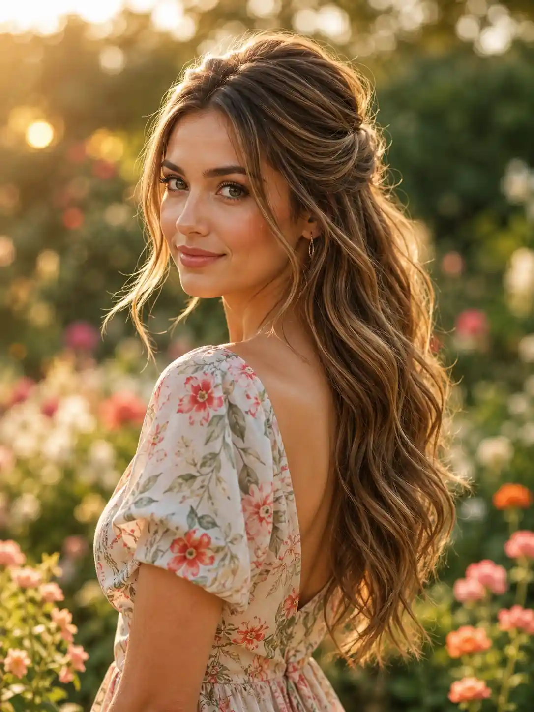 Half-Up Hairstyle with Crown Volume