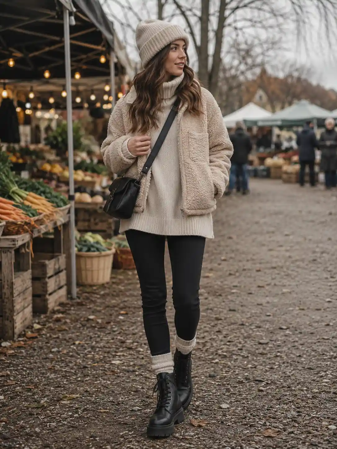 Neutral Turtleneck and Sherpa Jacket