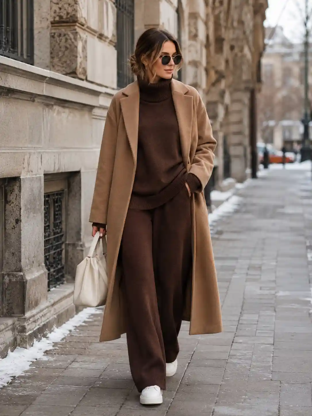 Chocolate Brown Turtleneck with Matching Knit Pants