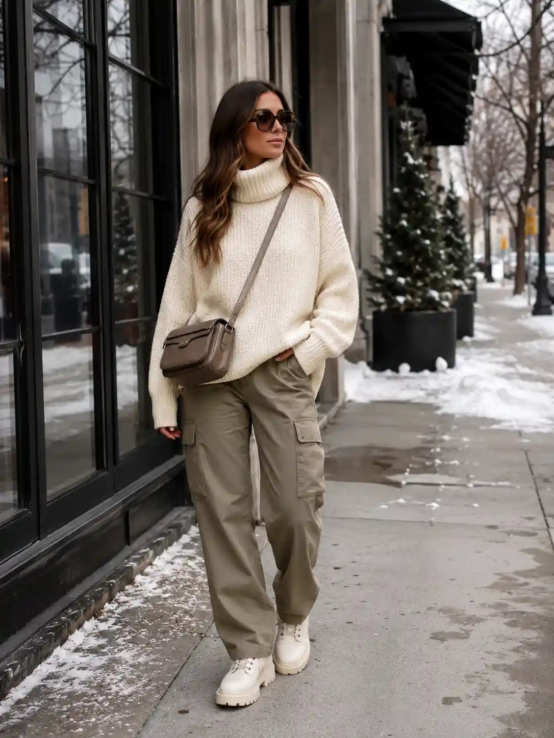Chunky Knit with Cargo Pants