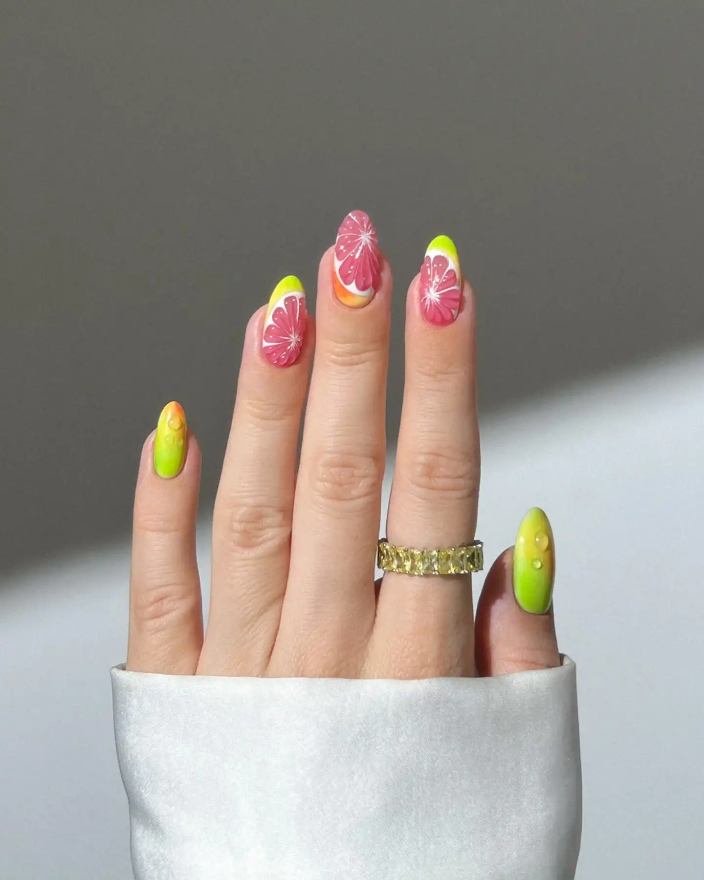 Citrus Fruit Chrome Nails