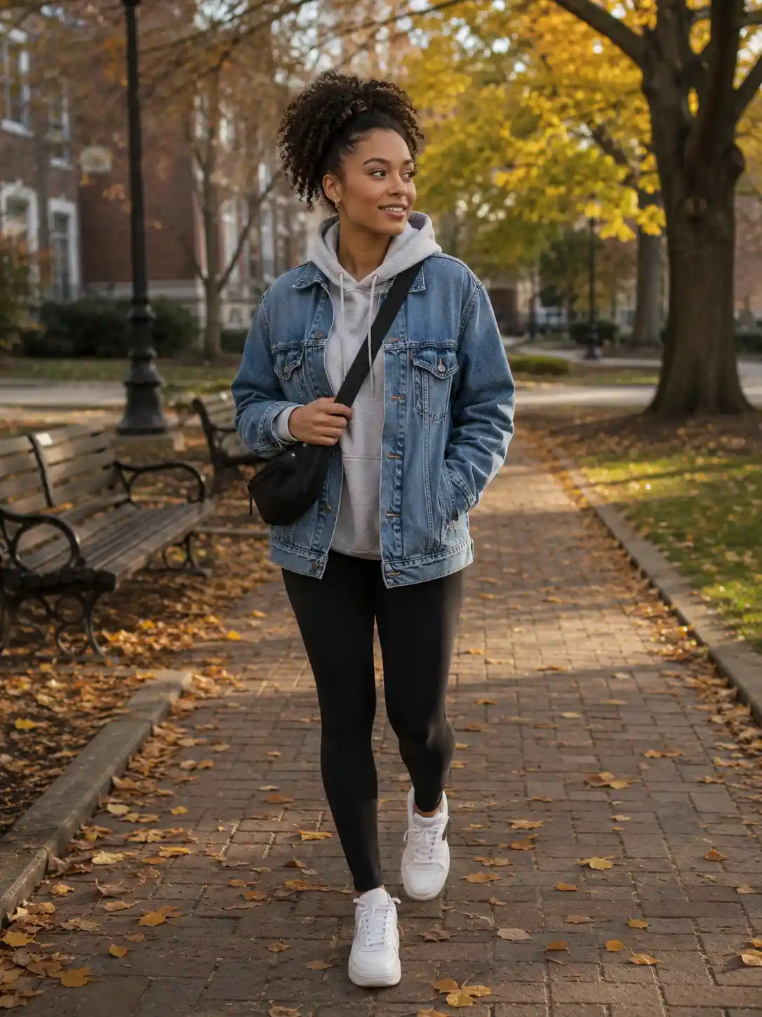Hoodie Layered Under a Denim Jacket