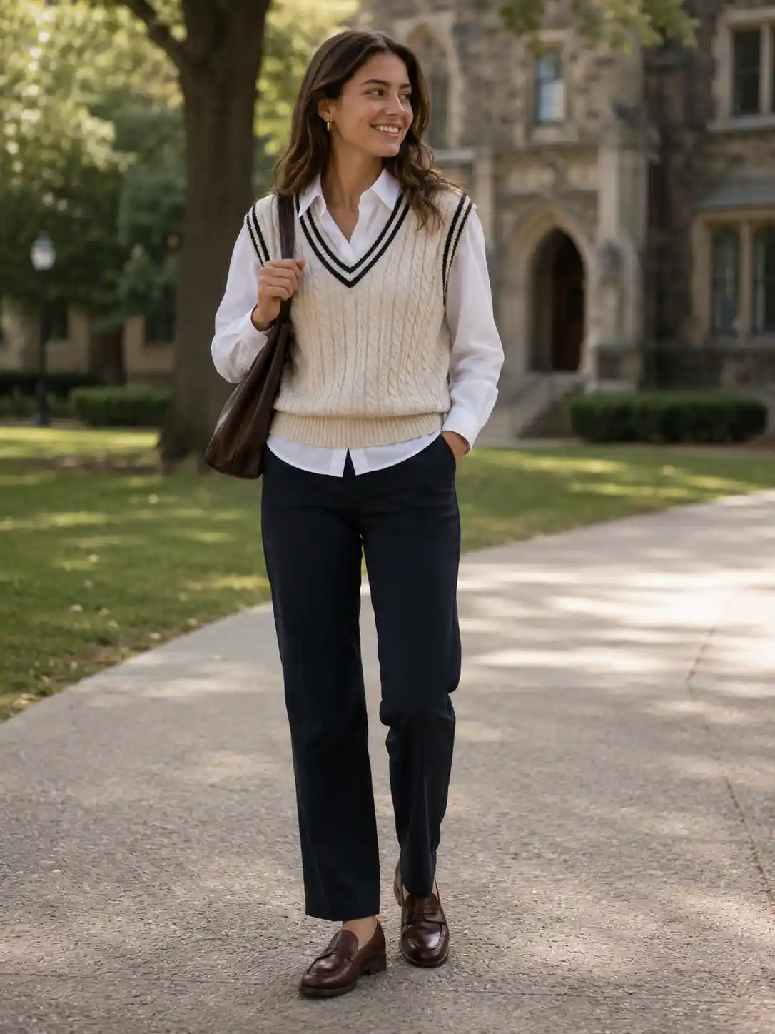 Knit Vest with a Collared Shirt