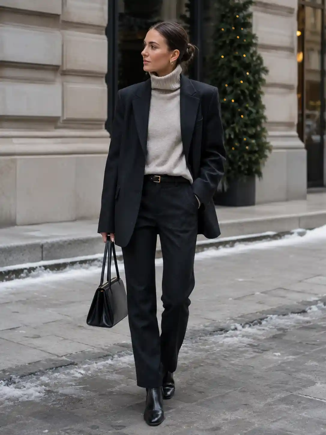 Layered Turtleneck Under a Blazer