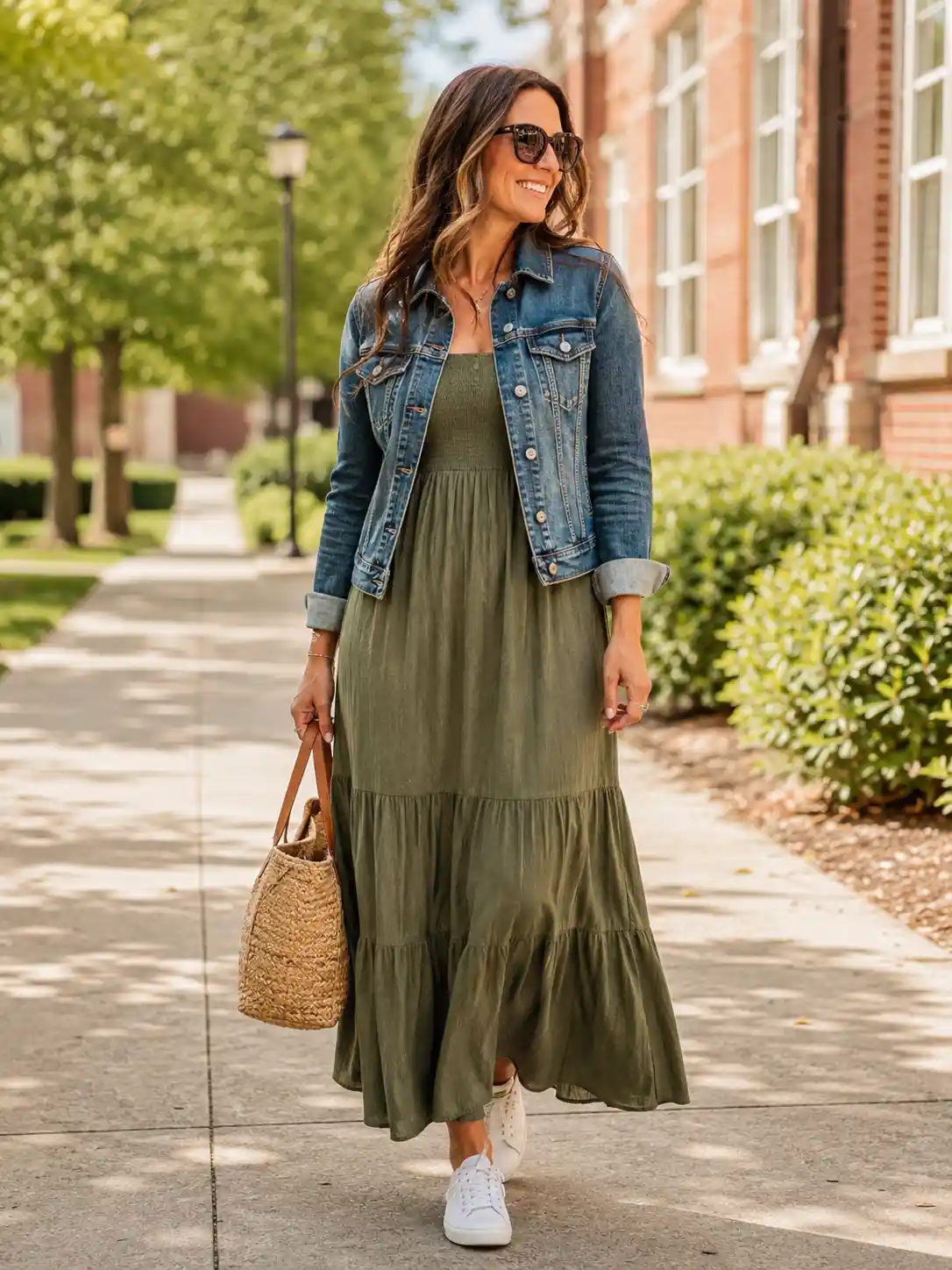 Maxi Dress with Denim Jacket