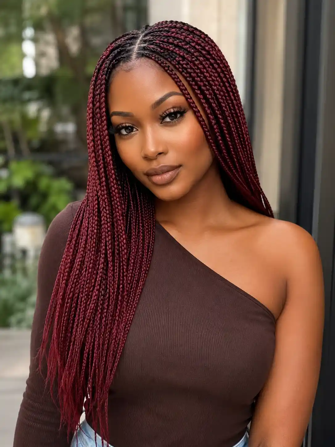 Red or Burgundy Braids