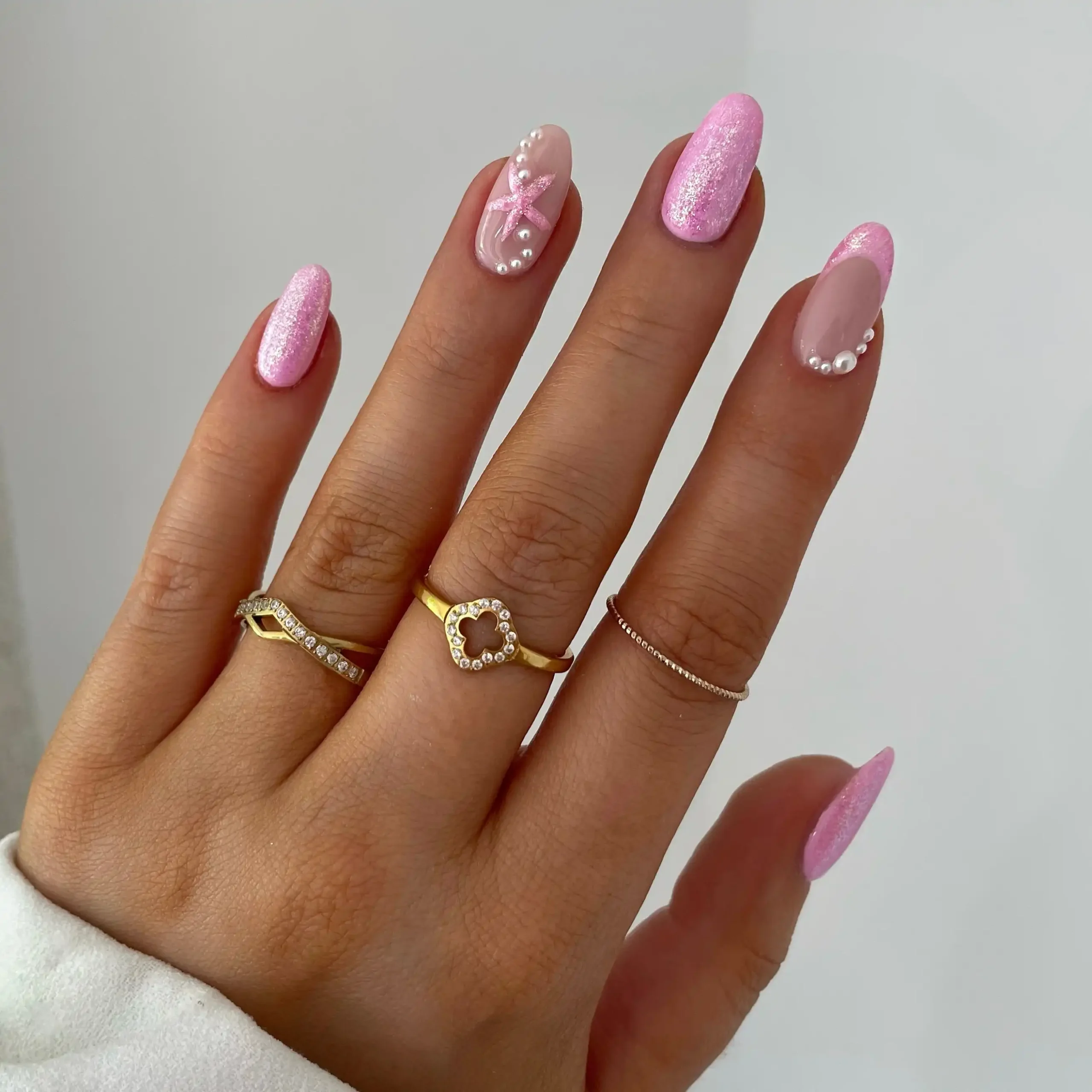 Soft Pink Pearl Nails