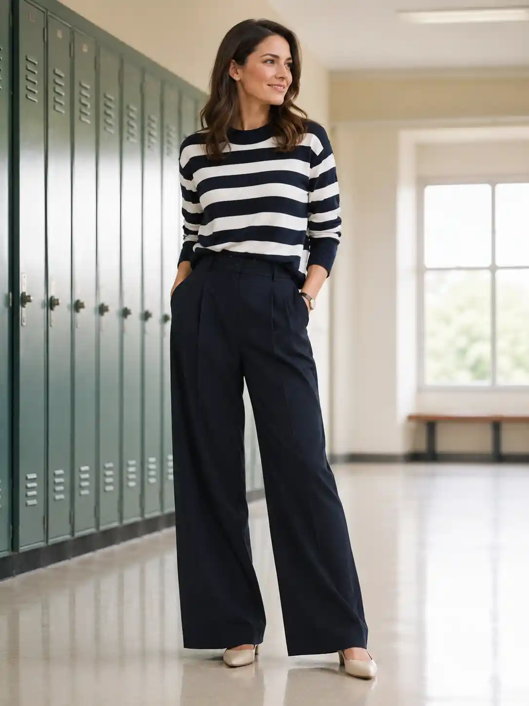 Striped Sweater with Wide-Leg Pants