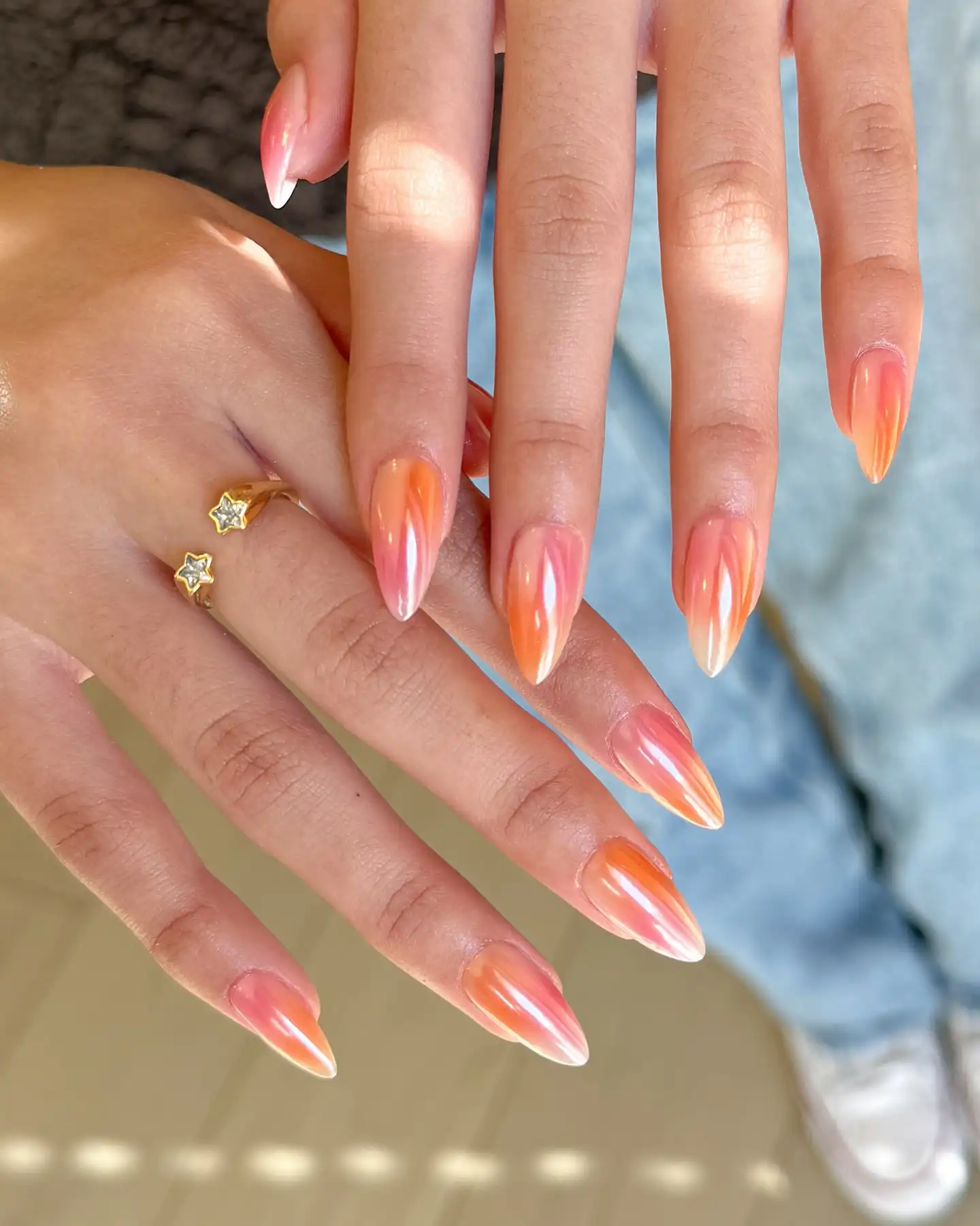 Sunset Ombre Chrome Nails