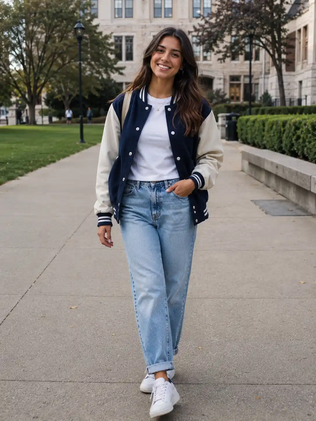 Varsity Jacket with Jeans