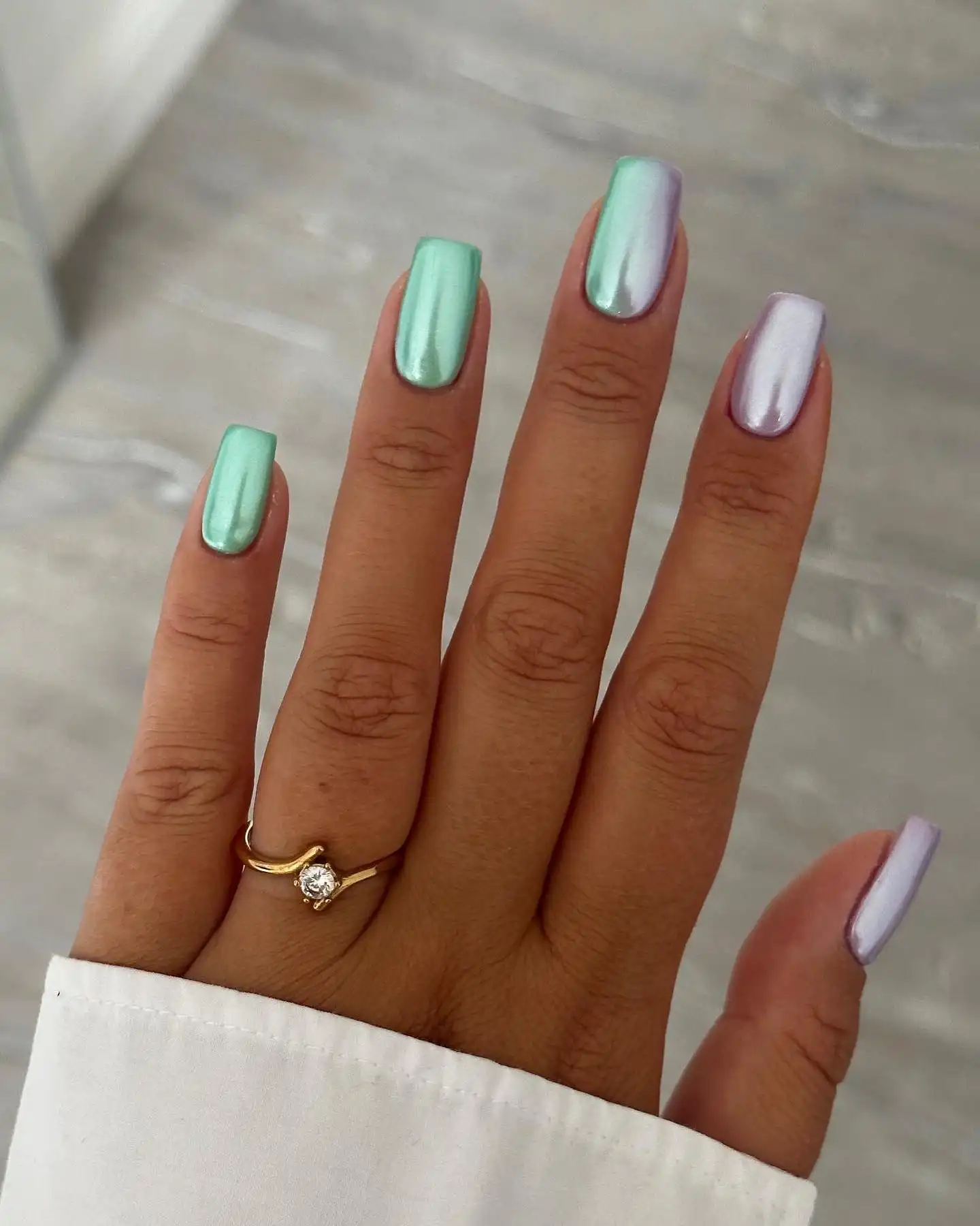 White Chrome with Neon French Tips